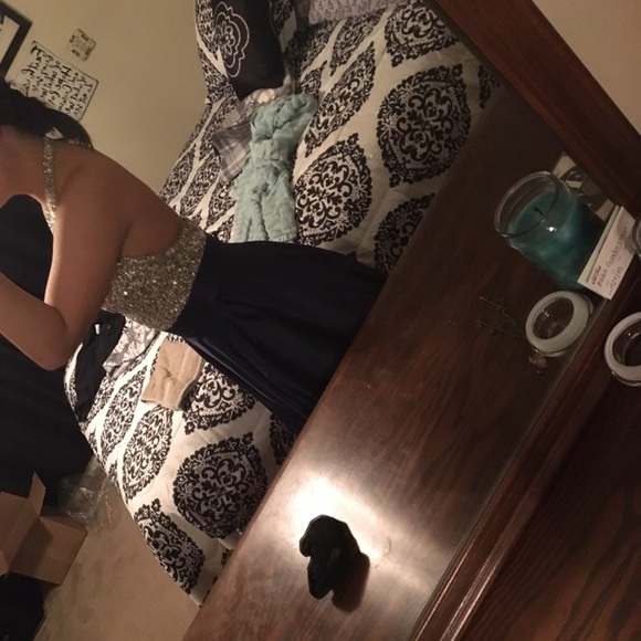 Navy & Silver Prom Dress - Picture 6 of 7